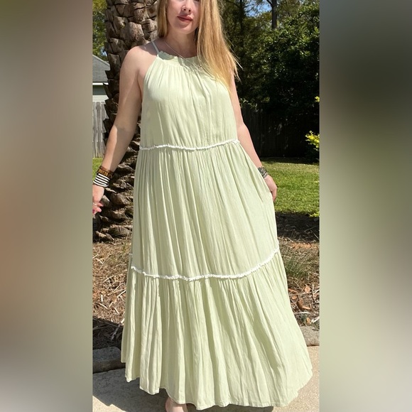 Rachel Zoe Pastel Green Tiered Maxi Dress - Picture 1 of 5